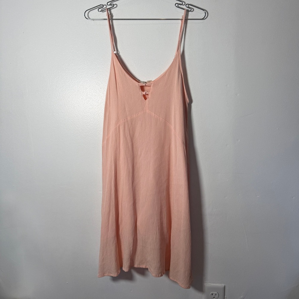 Roxy Womens Peach Textured Viscose Cami Dress Size 6 V-Neck Keyhole Tie Summer